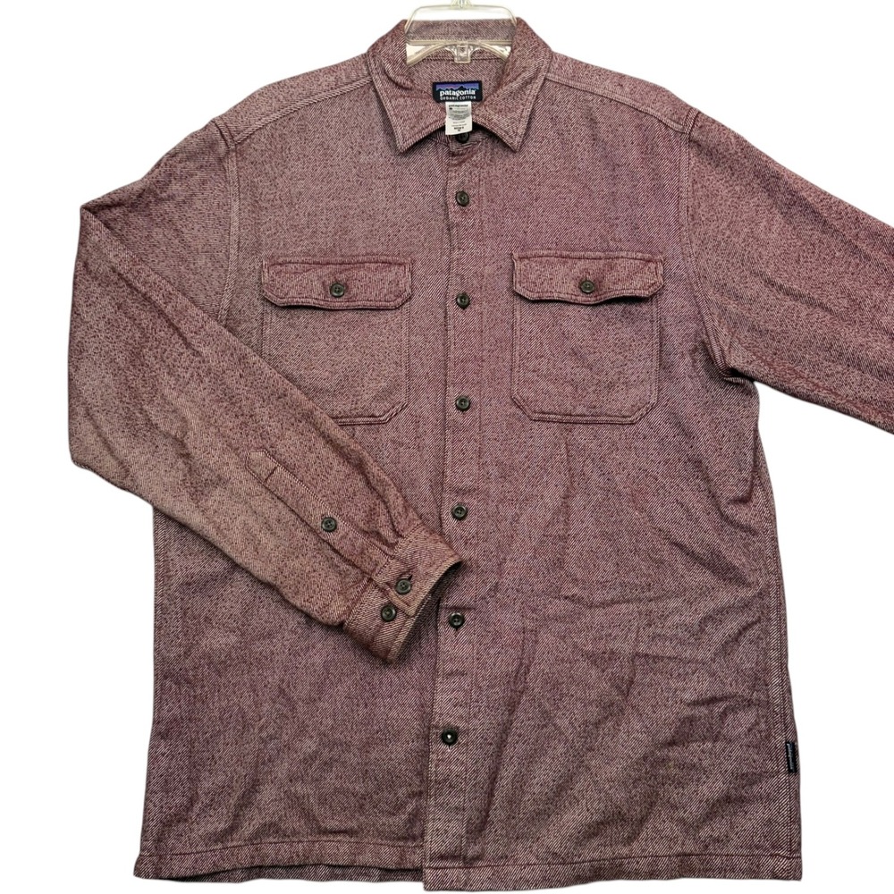 Patagonia Button Down Shirt Mens M Maroon Organic Cotton Heavyweight Twill L/S